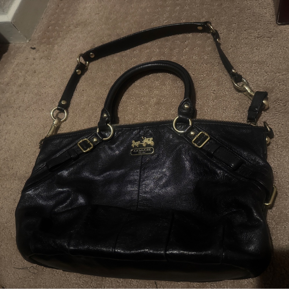Coach Black Shoulder Bag with Gold Hardware